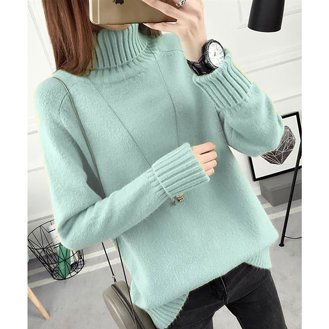 ニナエリナ Nina et Lina タートルネックニット （ミントグリーン