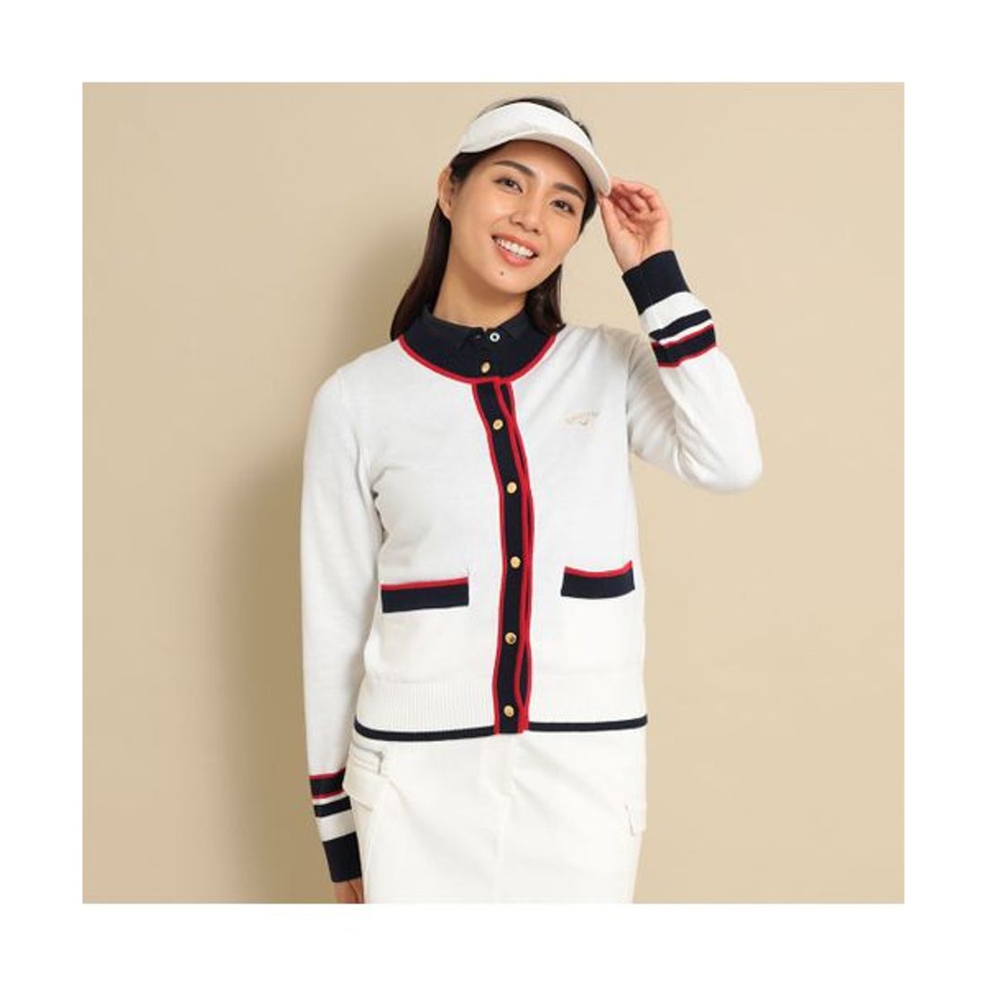 キャロウェイ Callaway クルーネックニットカーディガン （ホワイト