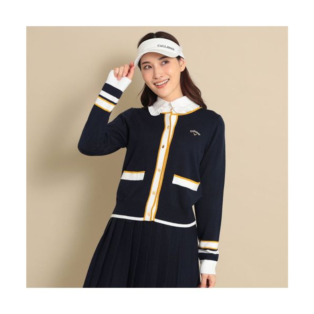 キャロウェイ Callaway クルーネックニットカーディガン （ホワイト