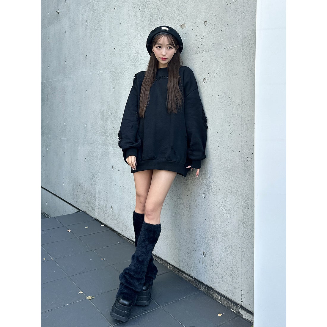 ダーリッチ Darich ダメージスウェットプルオーバー （ブラック