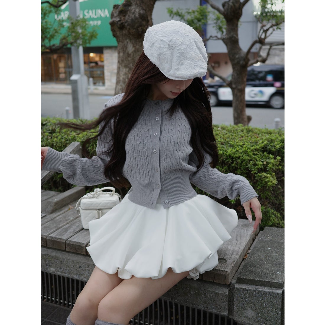 ダーリッチ Darich ボリュームバルーンミニスカート （ホワイト） -靴