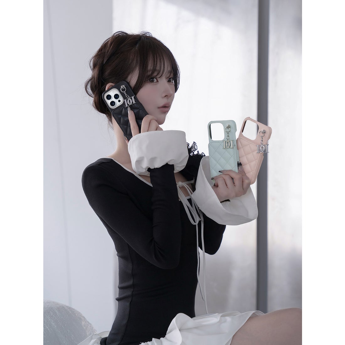 ダーリッチ Darich キルティングミラーDDチャームiPhoneケース