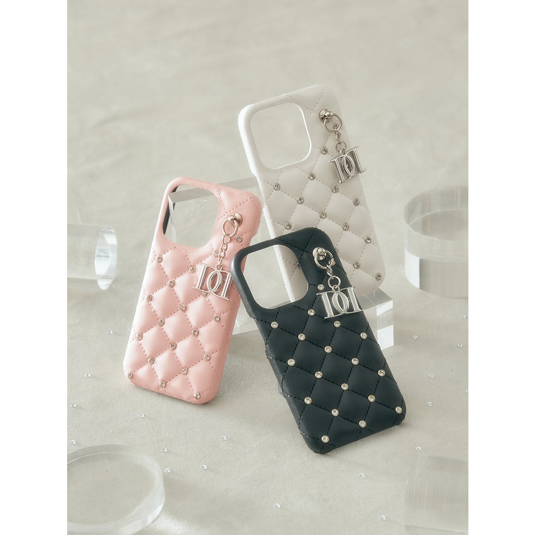 ダーリッチ Darich キルティングビジューDDチャームiPhoneケース