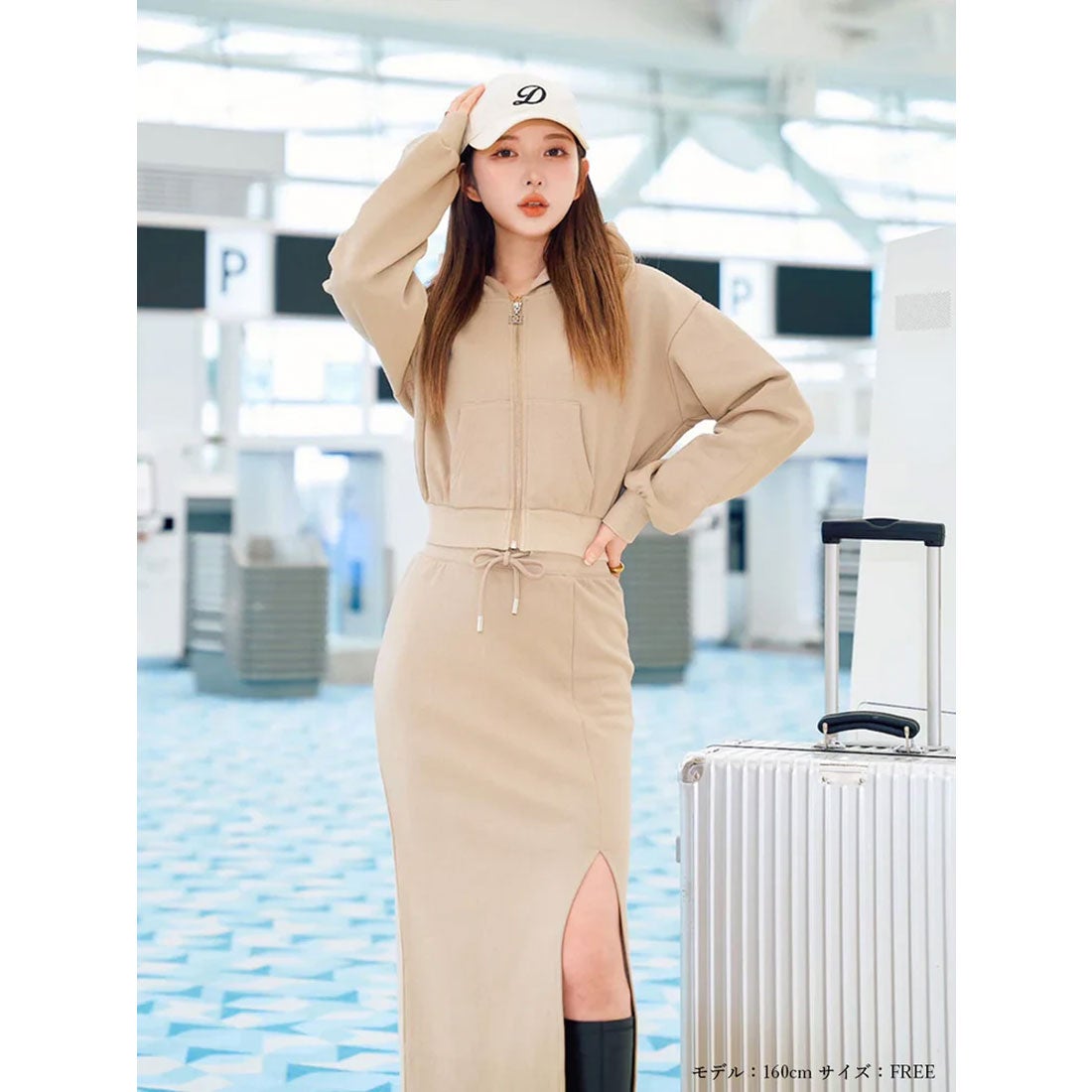 ダーリッチ Darich スウェットスカートセットアップ （ホワイト） -靴