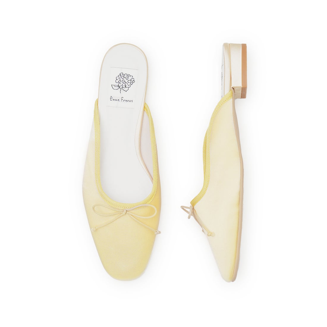 フラット バレエミュール （イエロー サテン） -Emma Francis / エマ