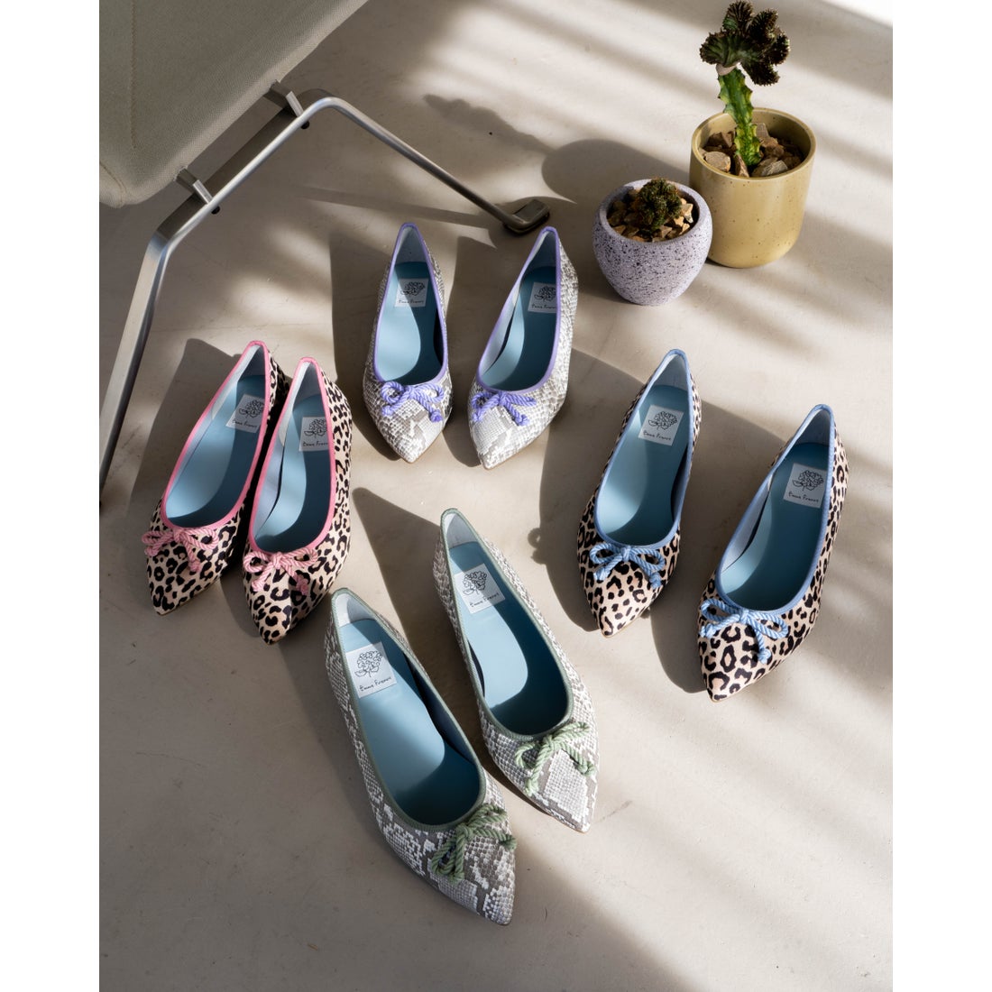 フラット バレエシューズ （パープル パイソン柄スムース） -Emma