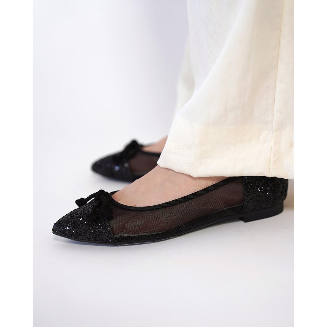 フラット バレエシューズ （ブラック チュール） -Emma Francis / エマ