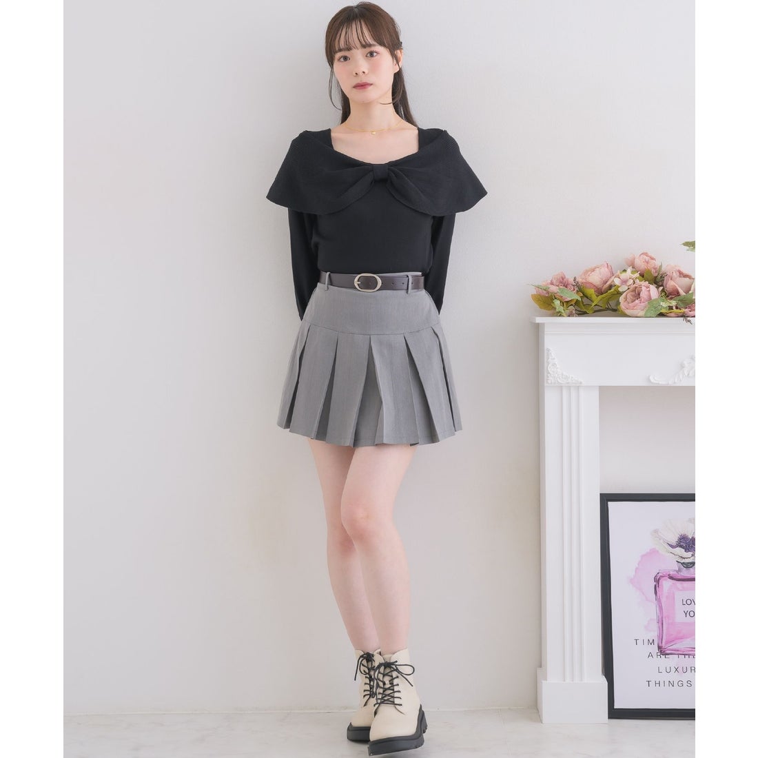 エムズエキサイト ems excite ベルト付きプリーツミニSK （ライト