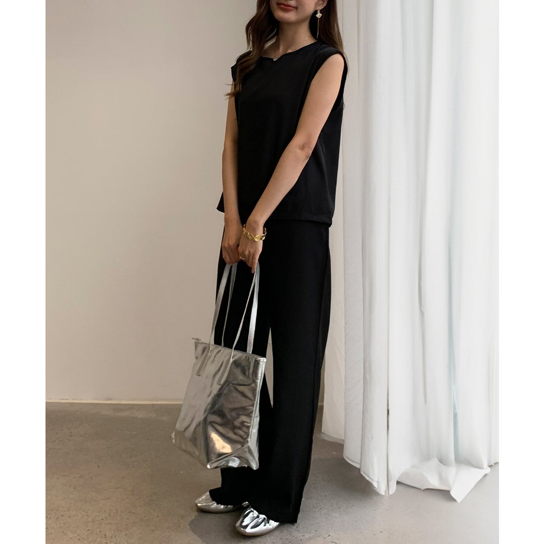 フォースメント Forcement ノースリーブセットアップ （ブラック） -靴