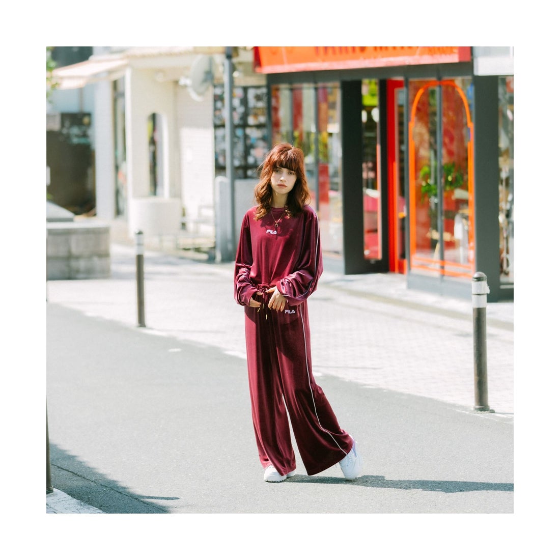 公式限定】ベロア ロングパンツ セットアップ対応 レディース （ワイン