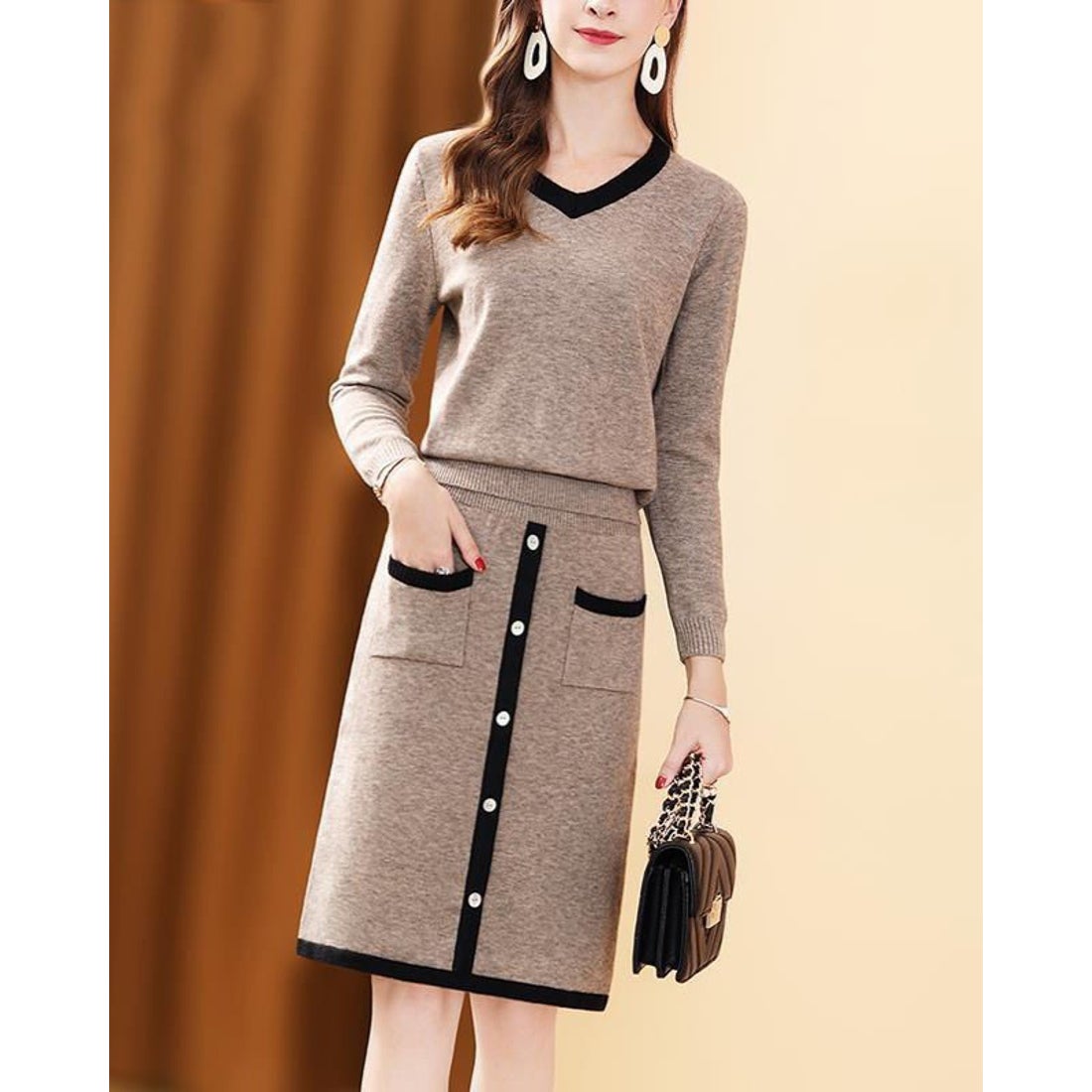 リリーオブバリー Lily of Valley バイカラー Vネック ニット