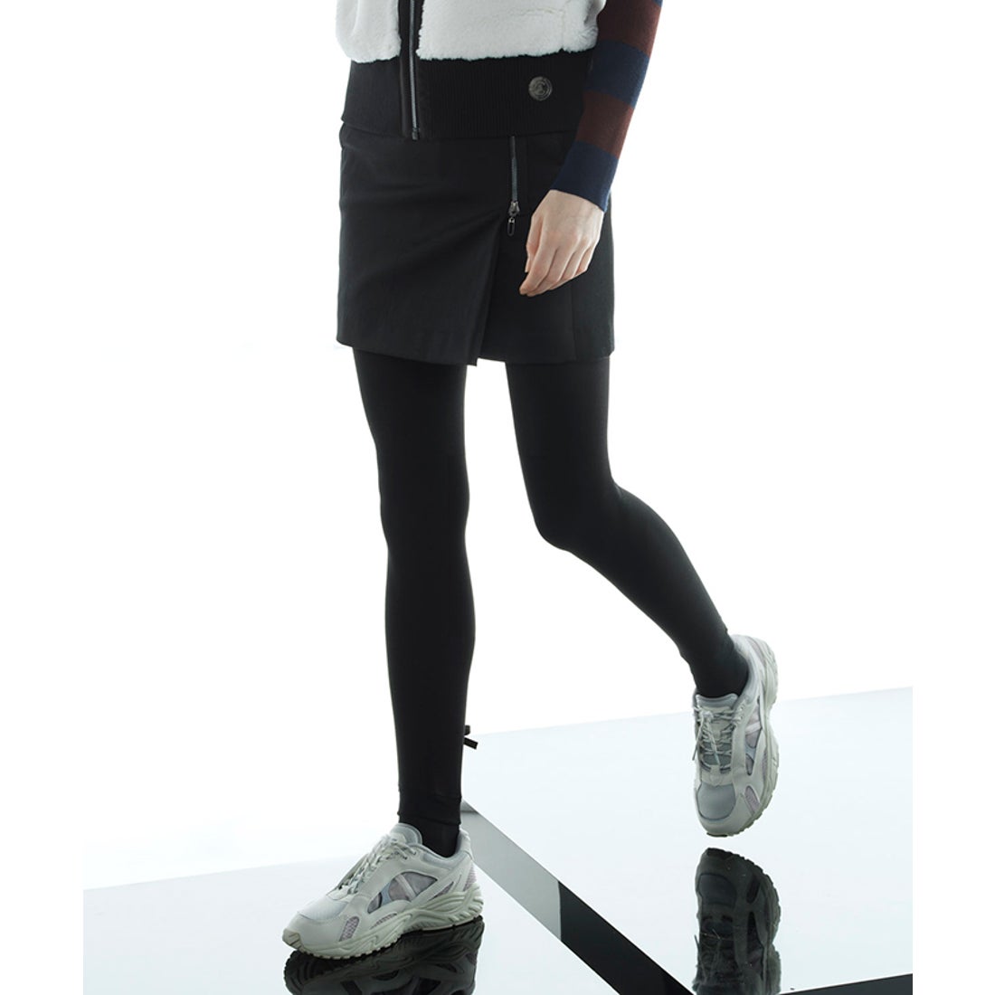 LANVIN SPORT 異素材ハイブリットスカート(38.5cm丈)【蓄熱保温裏地