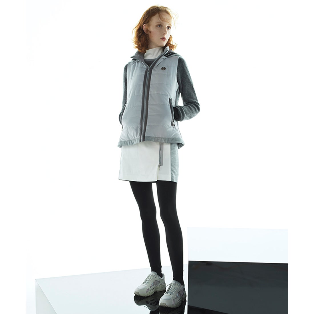 LANVIN SPORT 異素材ハイブリットスカート(38.5cm丈)【蓄熱保温裏地