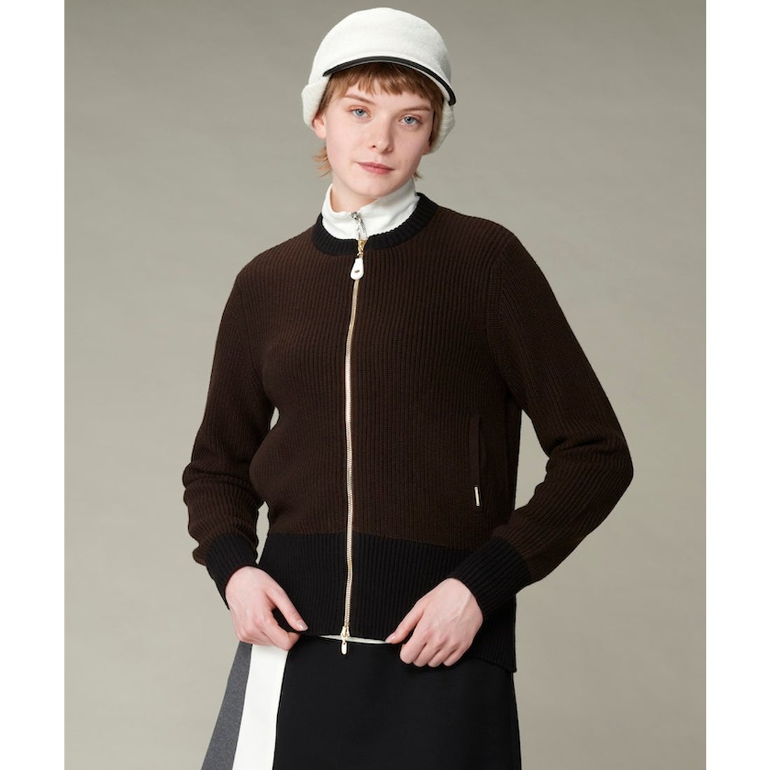 LANVIN SPORT フルオープンニットブルゾン【蓄熱保温裏地付き