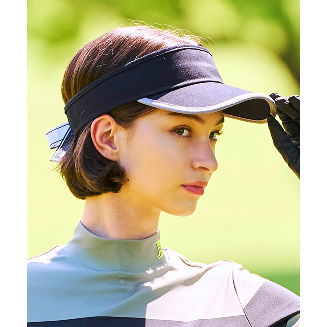 LANVIN SPORT リボン付き綿ツイルサンバイザー【UV】 -デサントストア