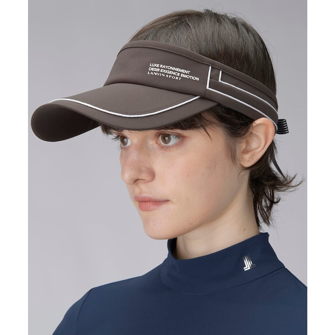 LANVIN SPORT Sサイズ配色ラインサンバイザー【部分UV】 -デサント