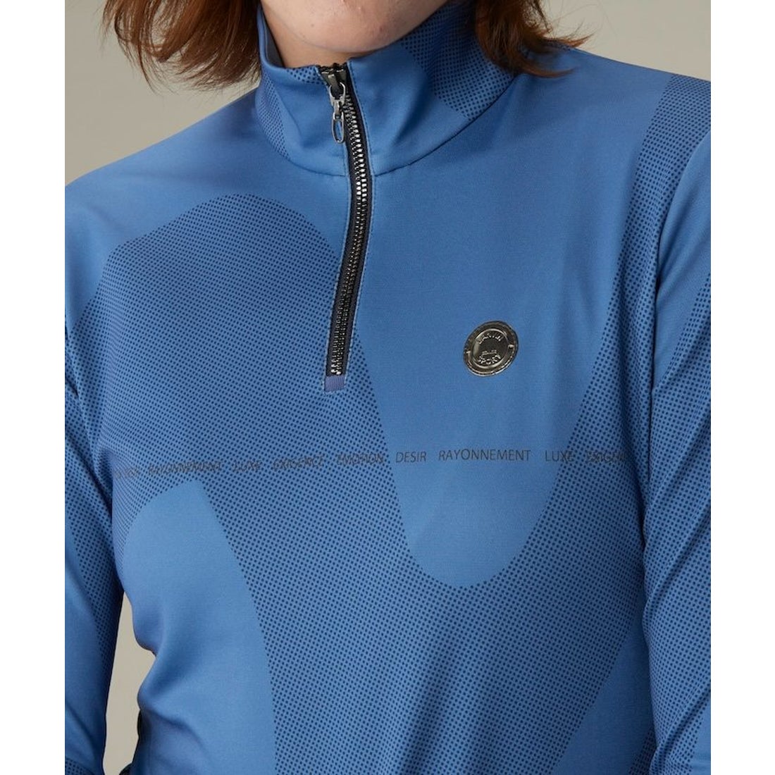 LANVIN SPORT ジップアッププリント長袖シャツ【蓄熱保温/吸汗速乾/UV