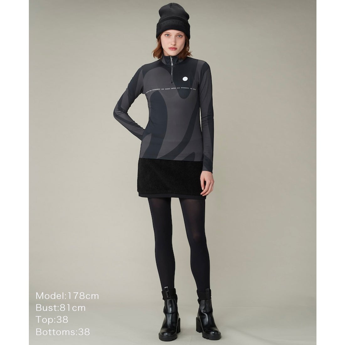 LANVIN SPORT ジップアッププリント長袖シャツ【蓄熱保温/吸汗速乾/UV