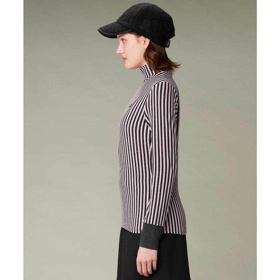 LANVIN SPORT ストライプ柄ハイネックシャツ【ストレッチ】 -デサント