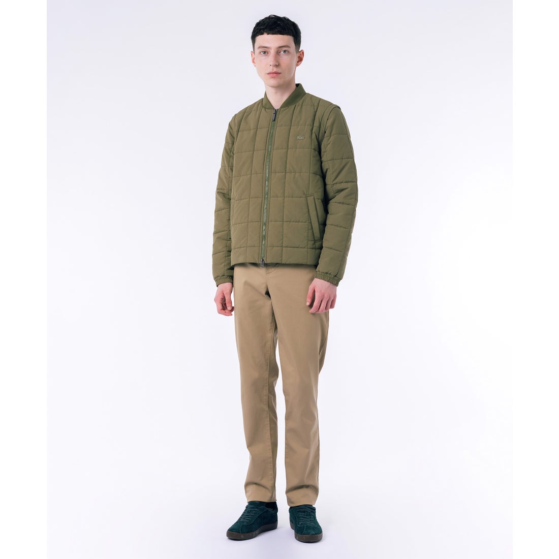 ラコステ LACOSTE 2WAYキルティングジャケット（カーキ