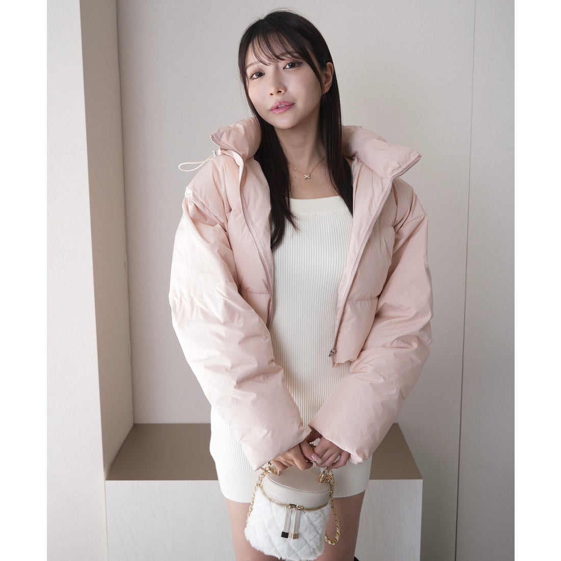 リップサービス LIP SERVICE クロップドフェイクダウンジャケット