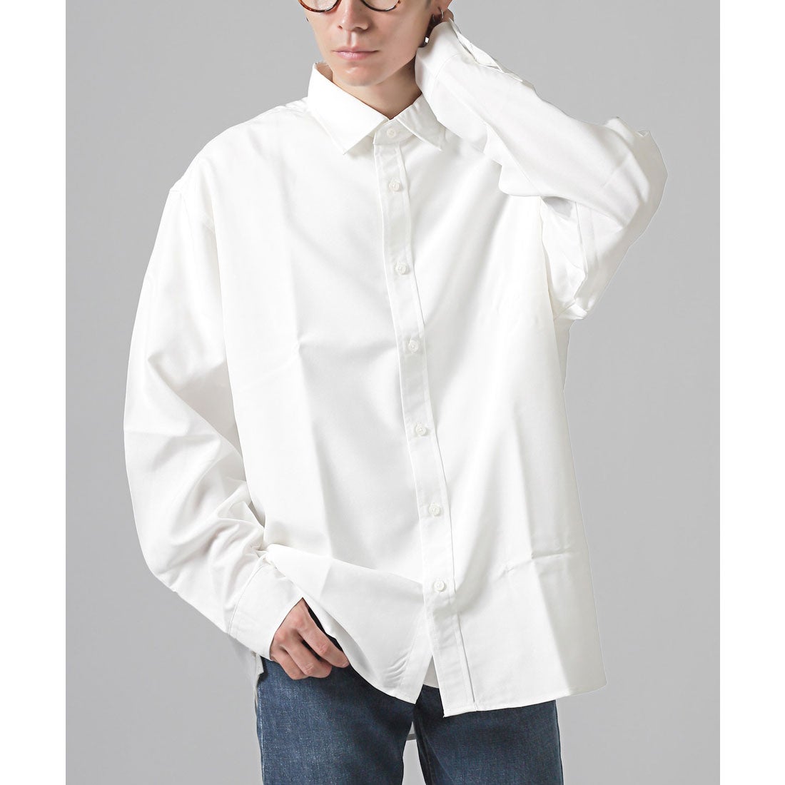 ラグスタイル LUXSTYLE 無地レギュラーカラービッグ長袖シャツ/ロング