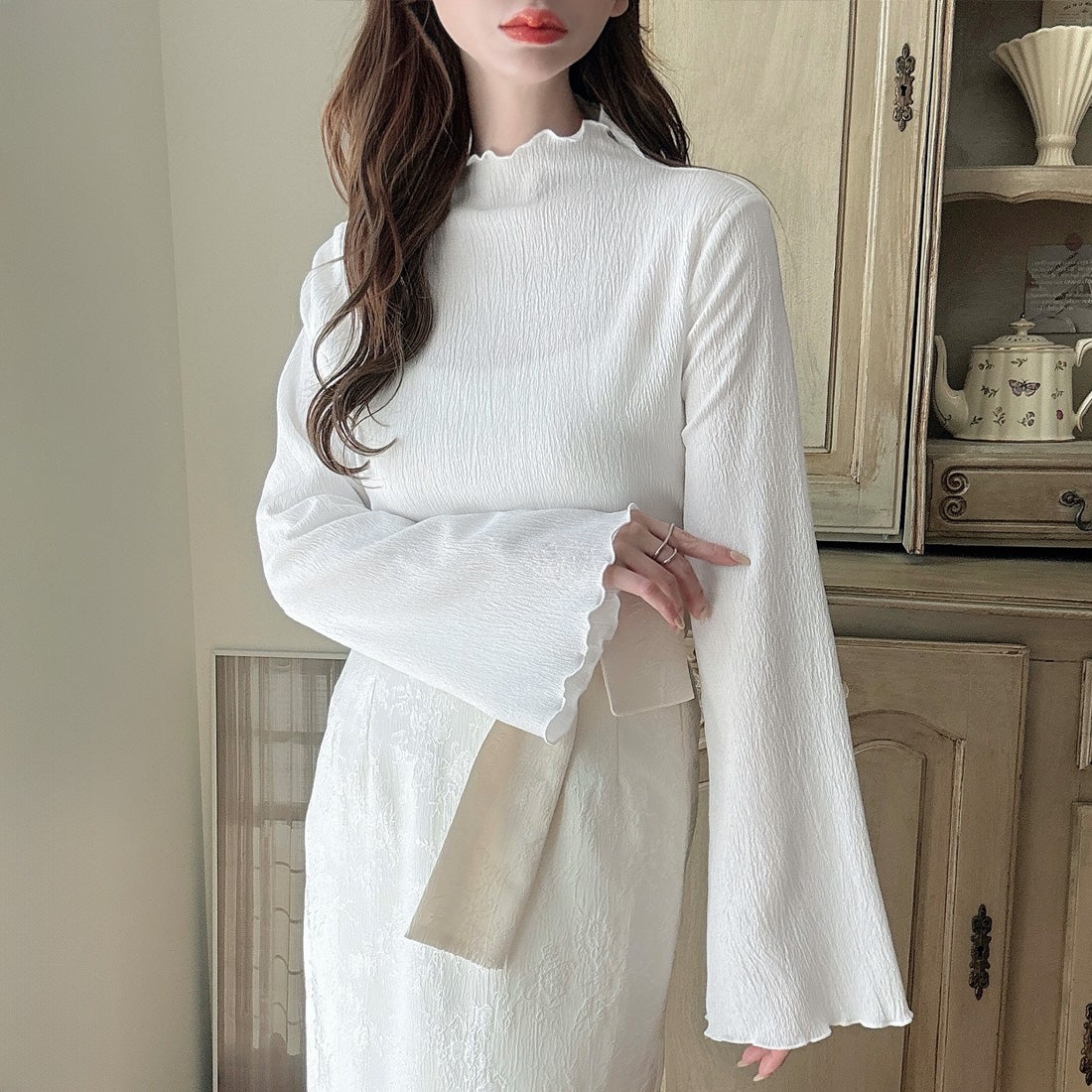 メイル Meiru Meiru フレアスリーブメロウトップス （ホワイト