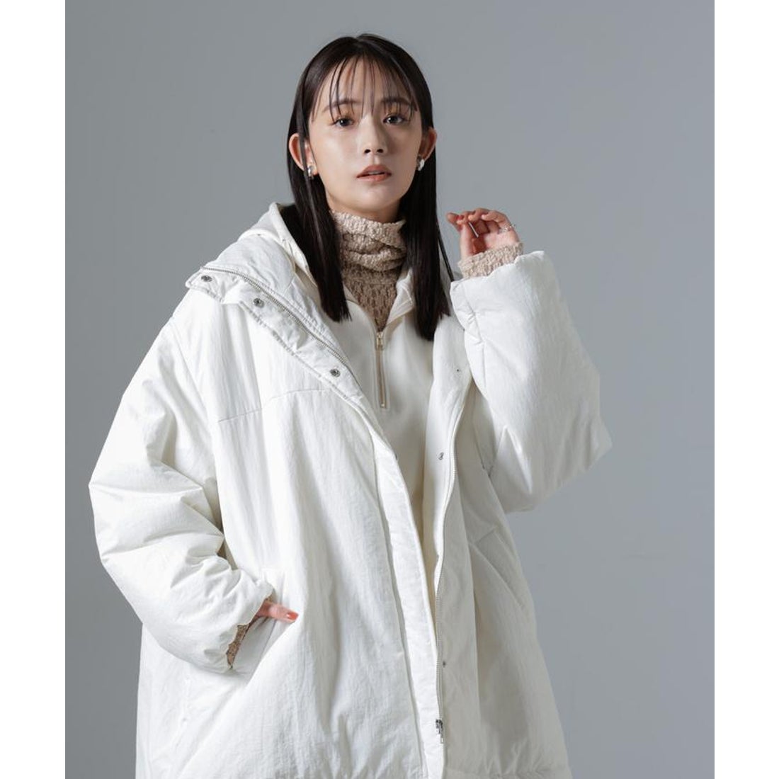 ナノ・ユニバース NANO universe 撥水加工 中綿スタンドオーバージップ