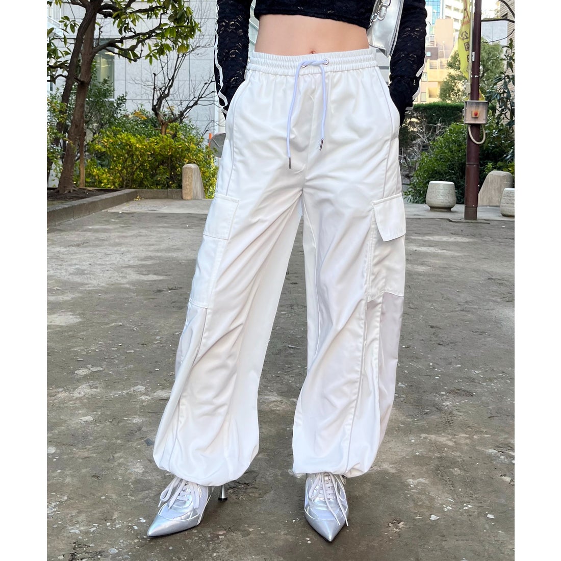 スパイラルガール SPIRALGIRL バイカラーカーゴパンツ （ホワイト