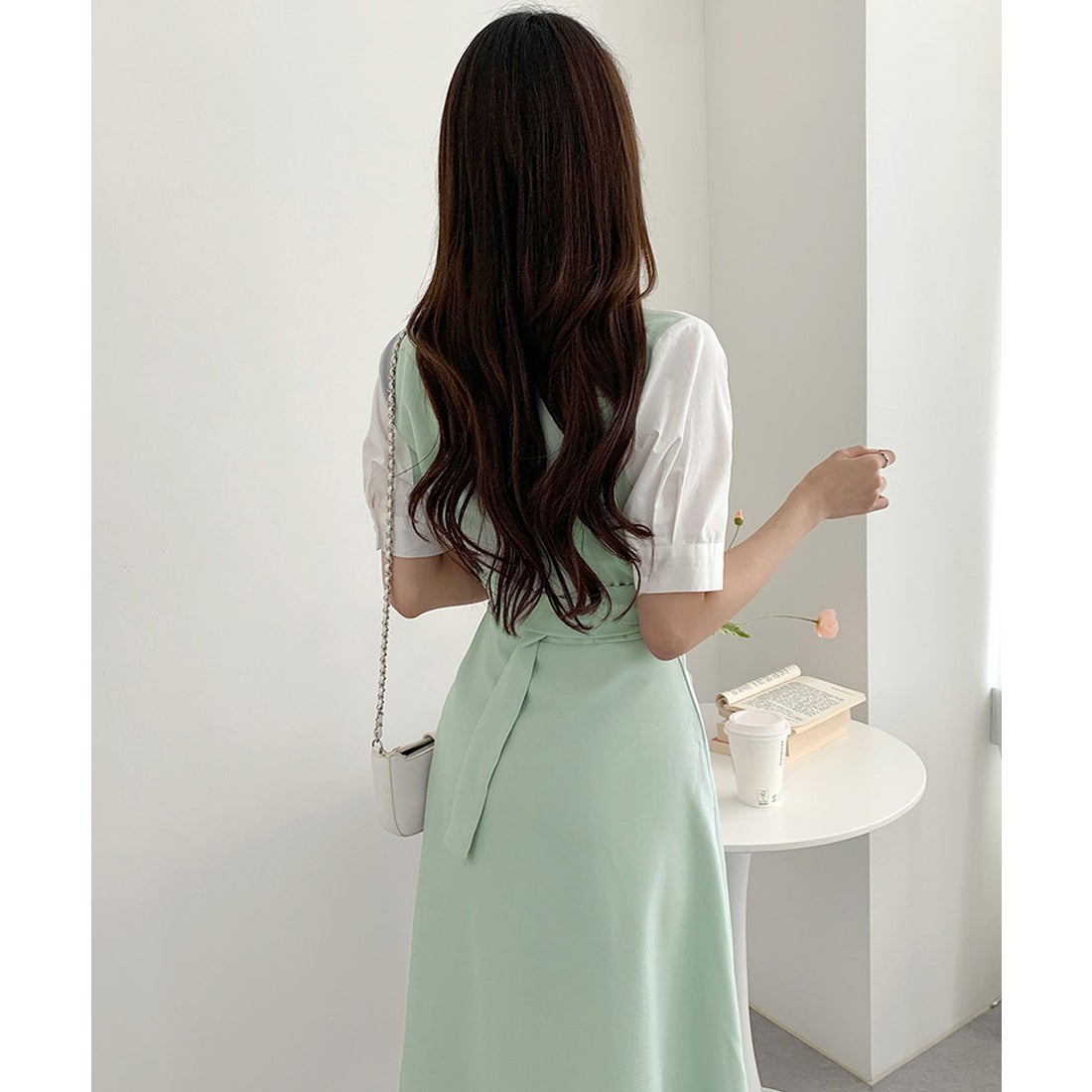 プリマゼル Primazel ペールカラー半袖シャツワンピース （ミント