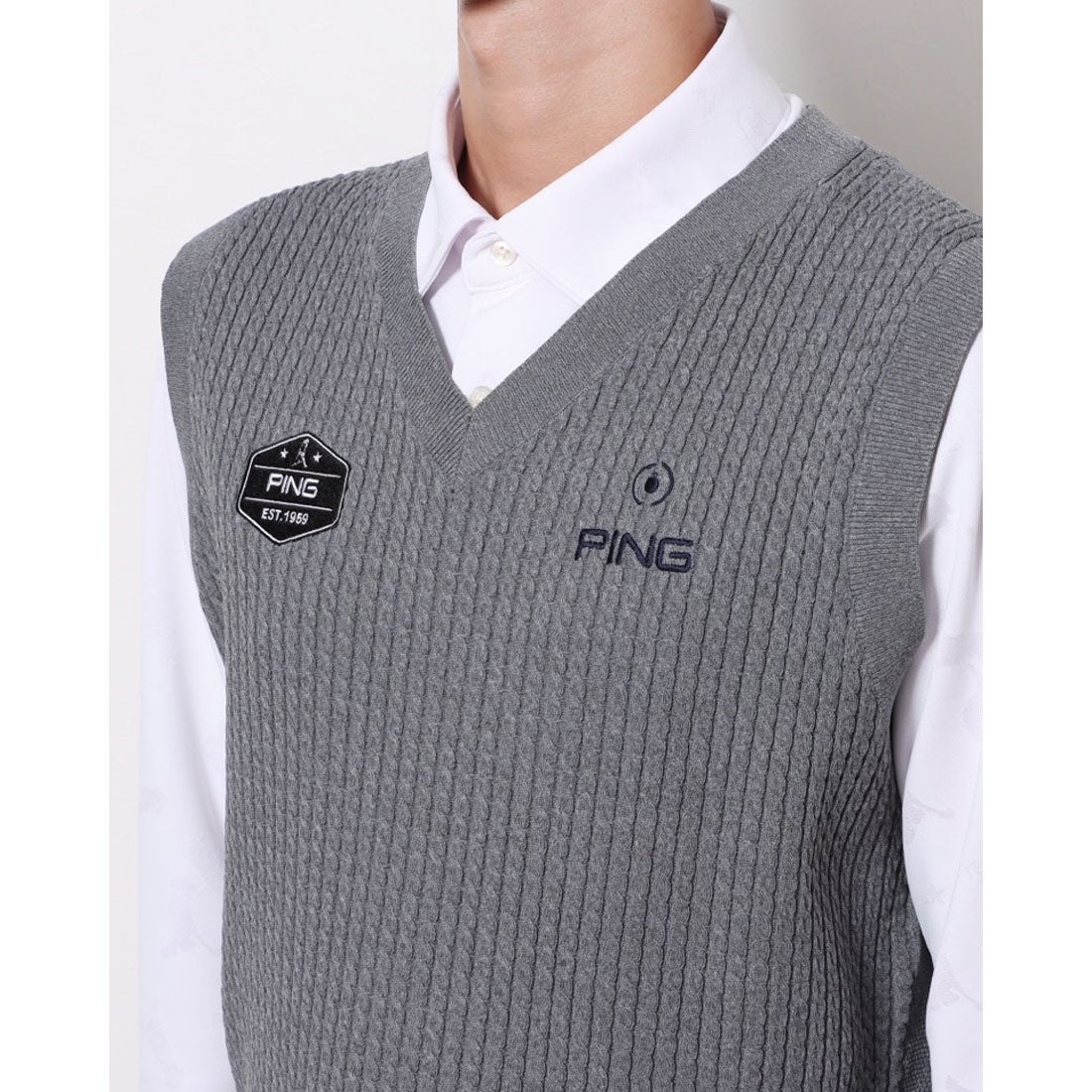 ピン PING メンズ ニットベスト 6212274801 (グレー) - ファッション