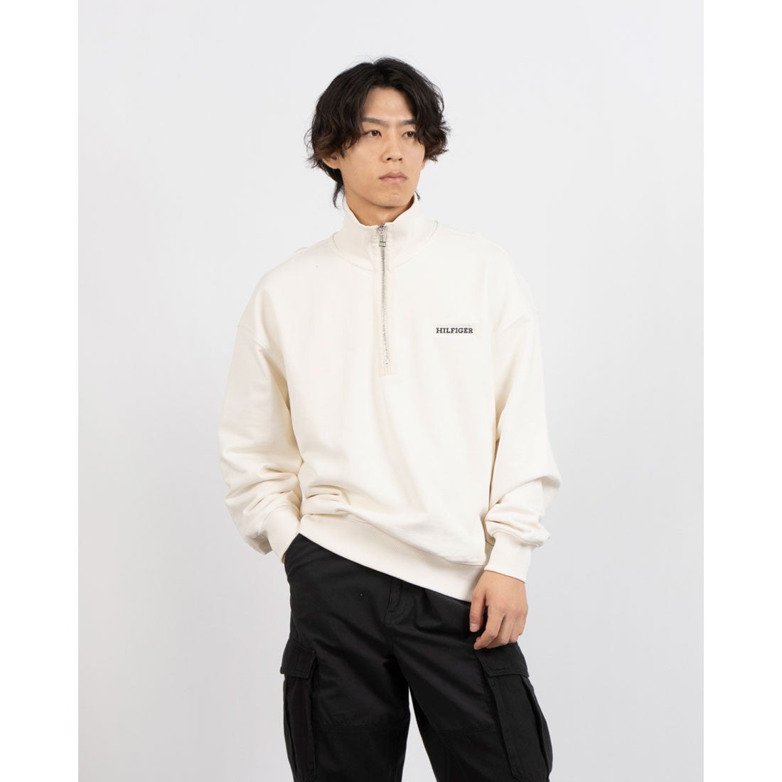 トミー ヒルフィガー TOMMY HILFIGER ヘビーツイルハーフジッププル