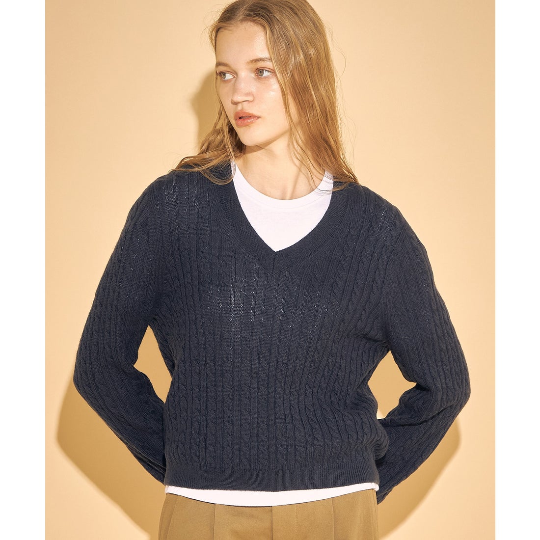 トミー ヒルフィガー TOMMY HILFIGER ソフトウールケーブルVネック