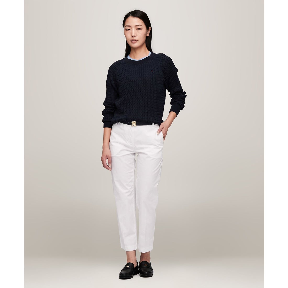 トミー ヒルフィガー TOMMY HILFIGER コットンケーブルクルーネック