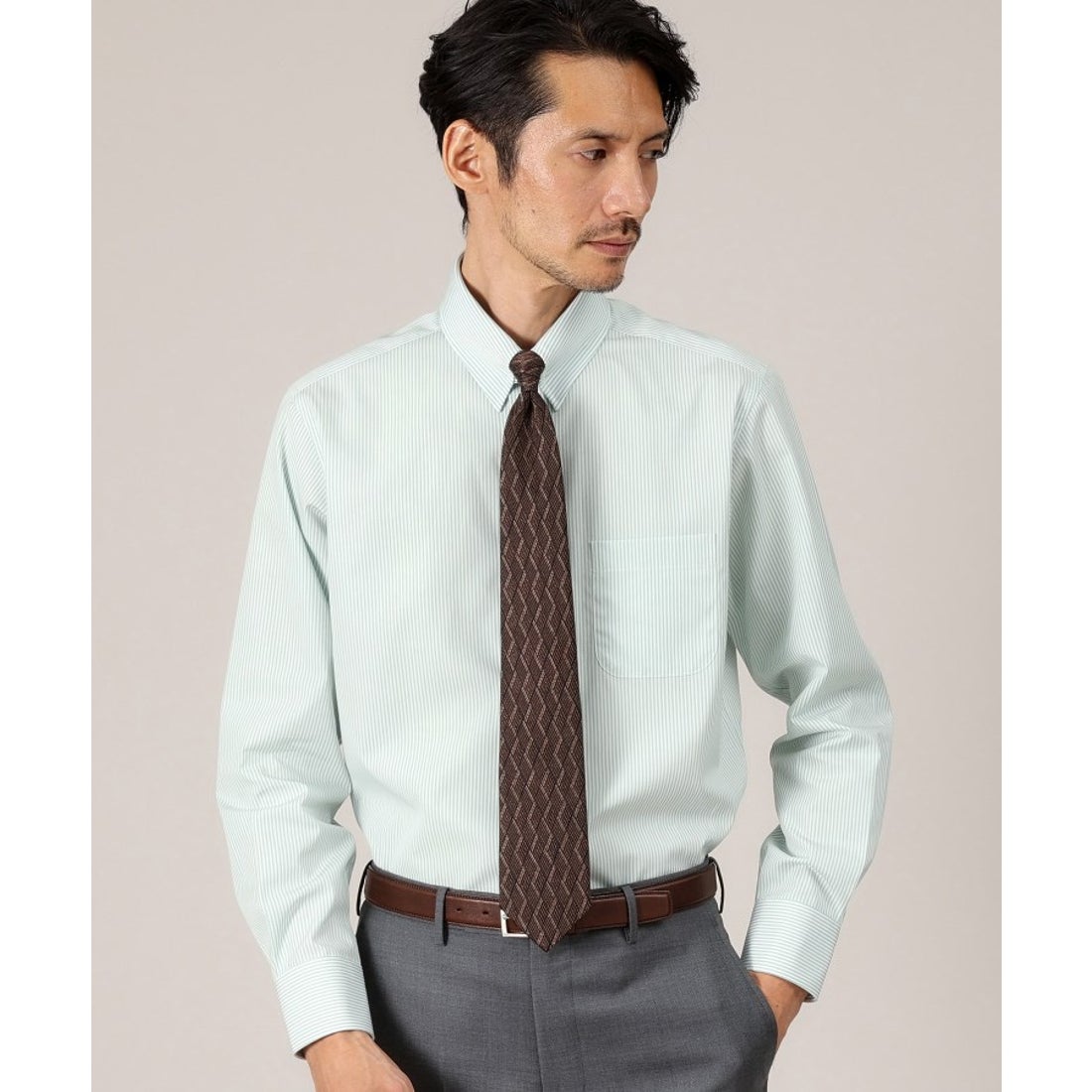 タケオキクチ TAKEO KIKUCHI ロンドンストライプ シャツ （ミント