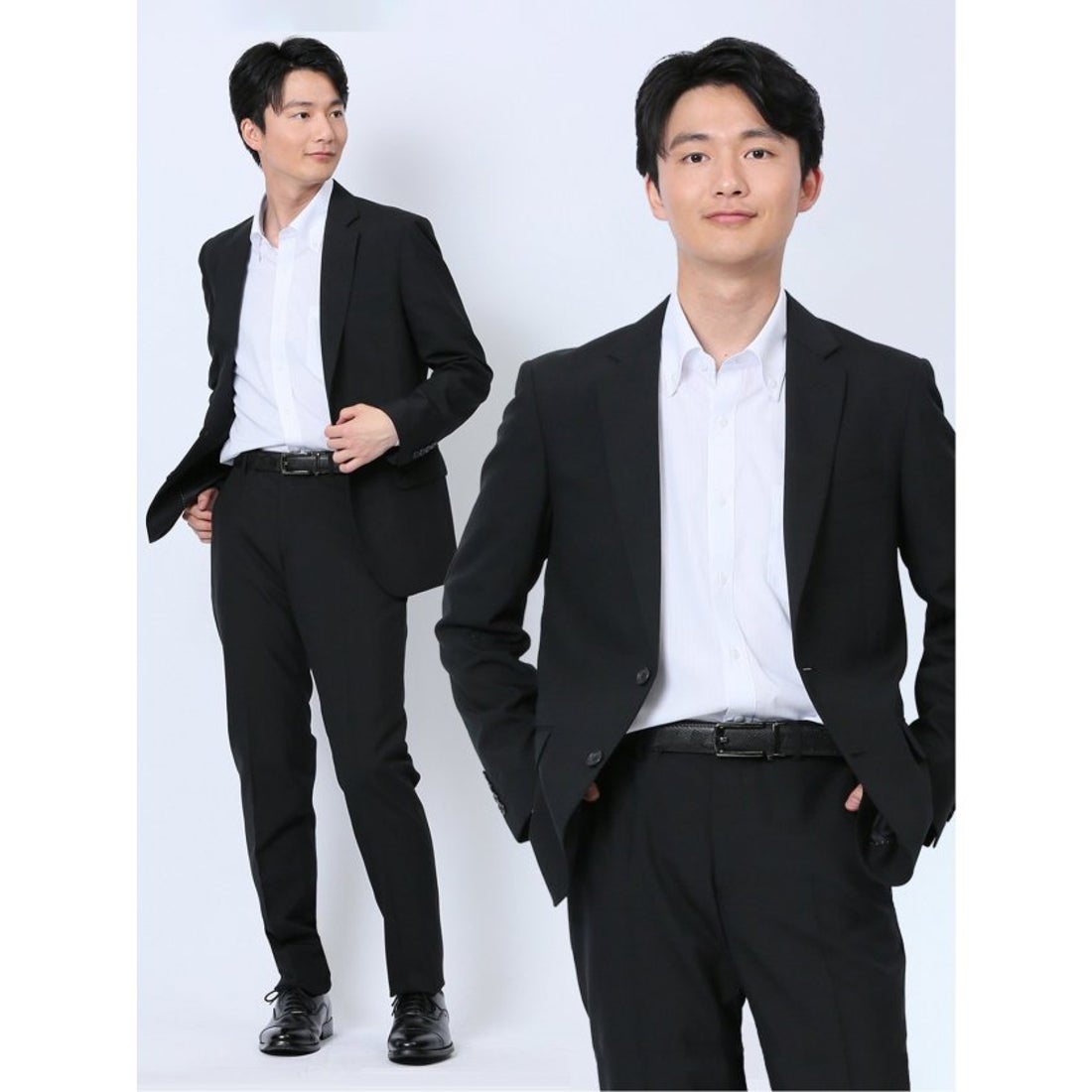 TAKA-Q 【ウール】 ウール混 スリムフィット 2ボタン2ピーススーツ