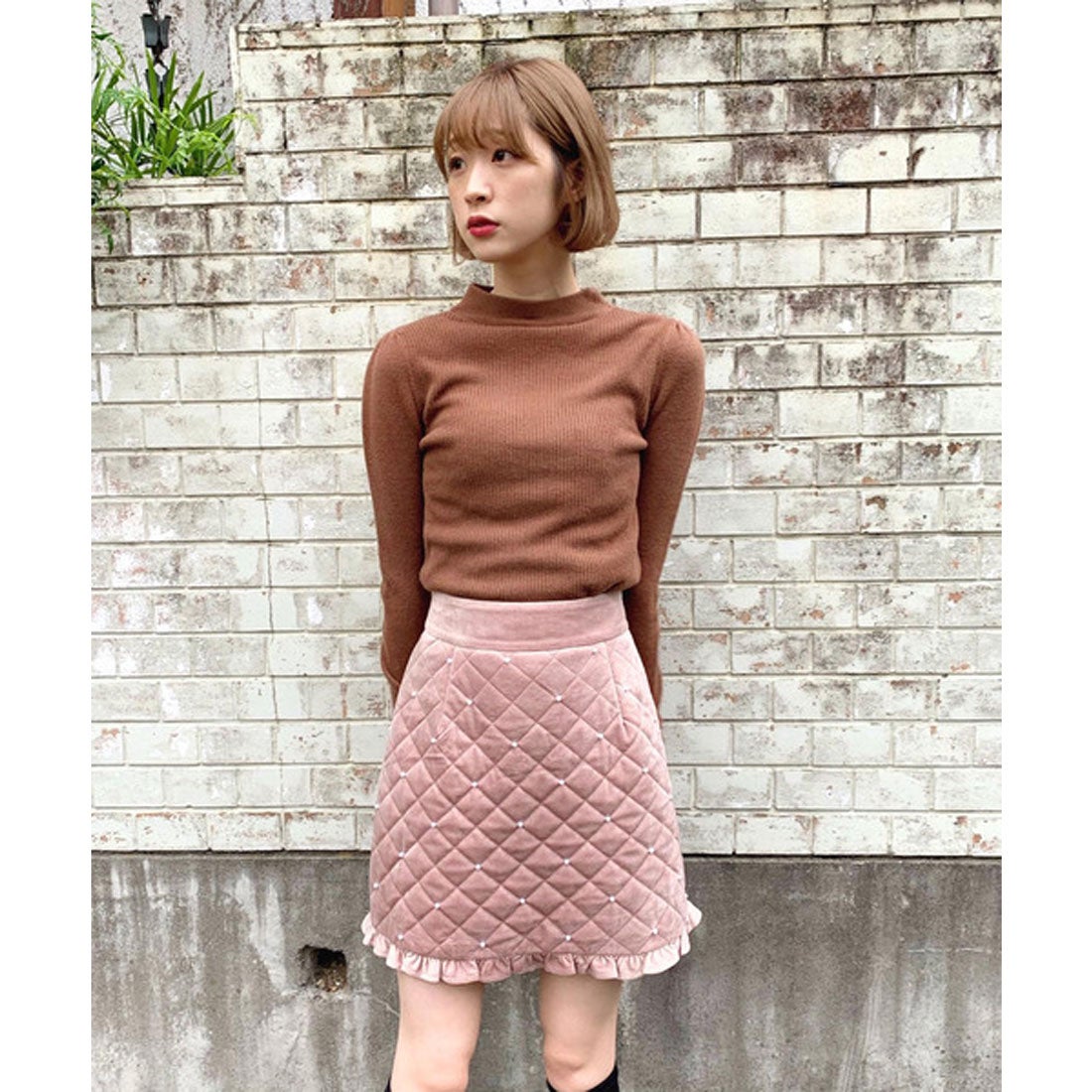 ティティーアンドコー TITTY&CO. キルティングミニスカート （ピンク