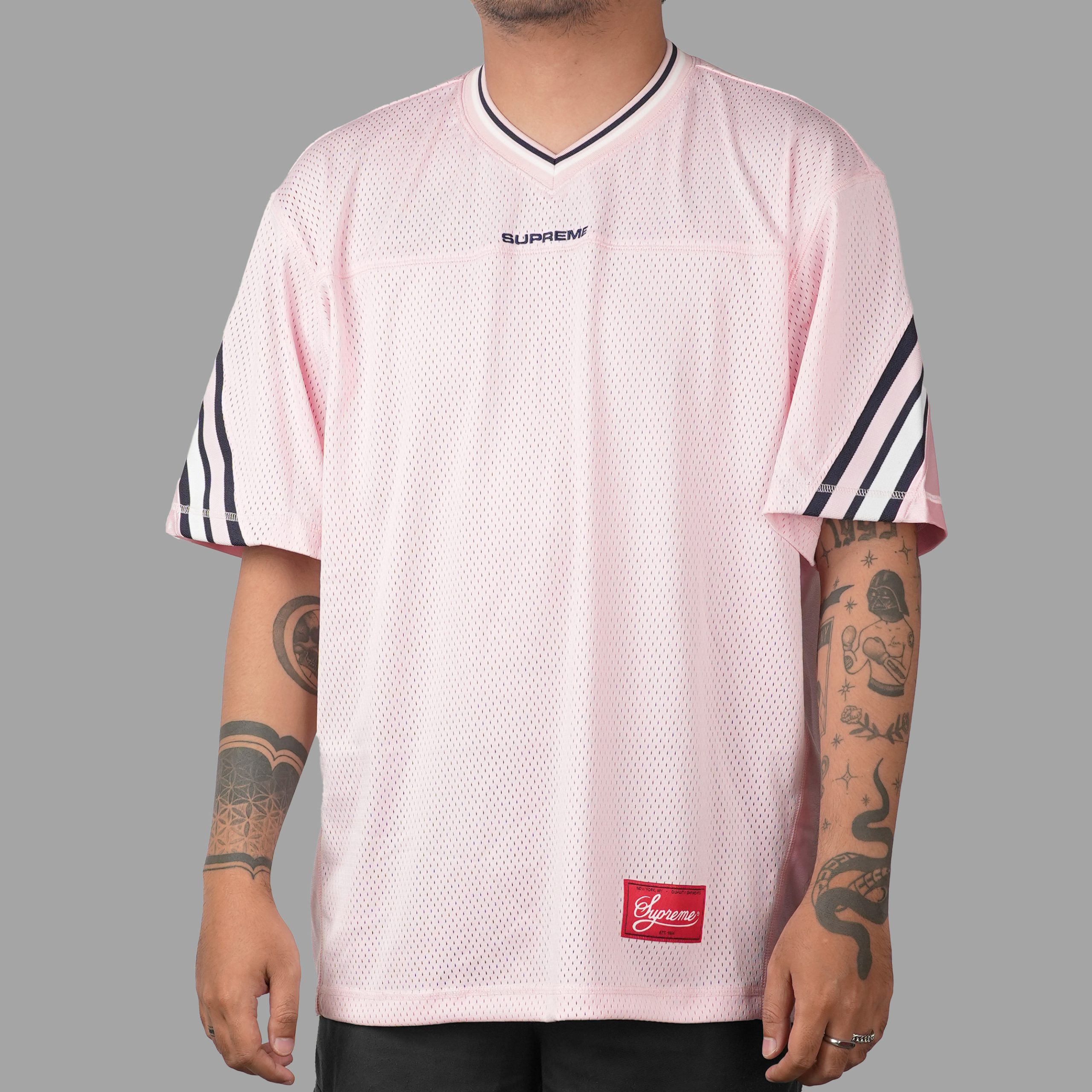 Supreme Jacquard Rib Football Jersey Pink | Senikersku