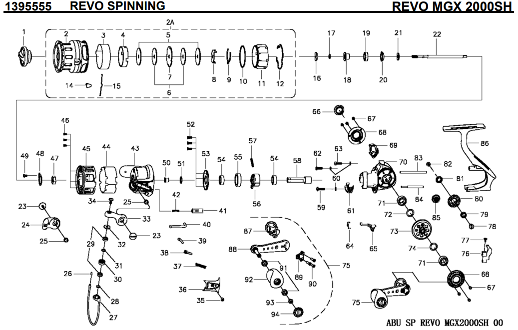 1395555 REVO MGX 2000SH | PureFishing Japan 製品リールパーツリスト