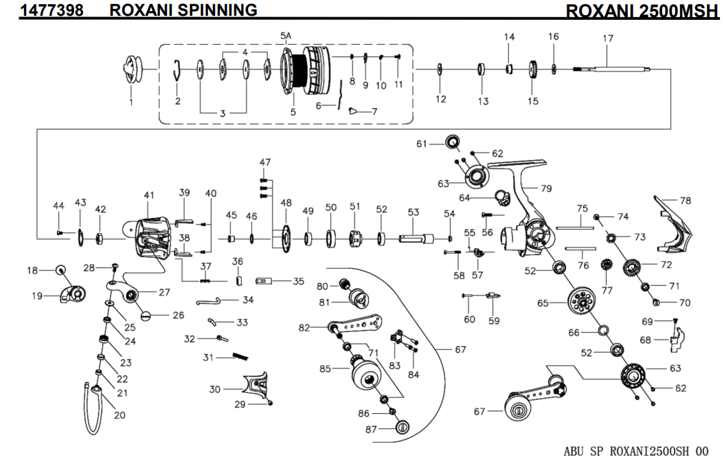 1477398 ROXANI 2500MSH | PureFishing Japan 製品リールパーツリスト