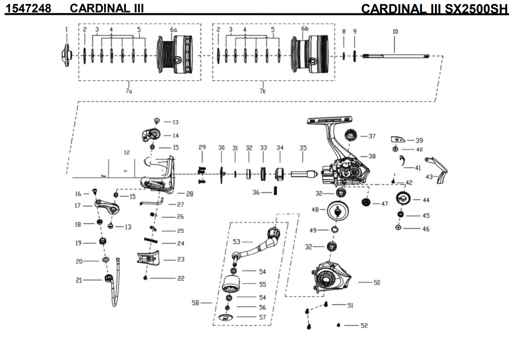 1547248 CARDINAL III SX2500SH | PureFishing Japan 製品リールパーツ