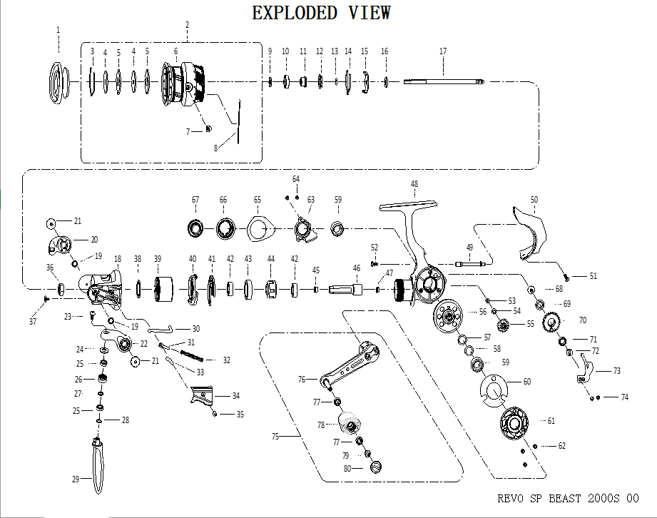 1590642 Revo SP Beast 2000S | PureFishing Japan 製品リールパーツリスト
