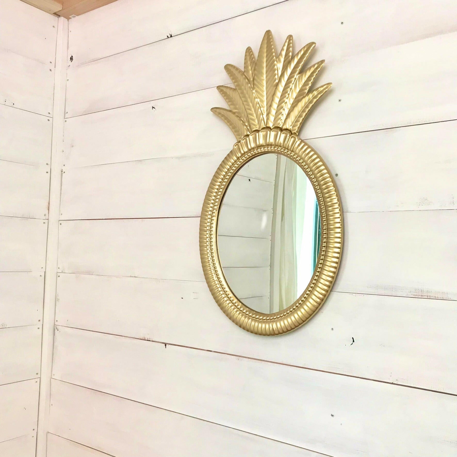 パイナップルの壁掛けミラー ハワイアンミラー ウォールミラー 大き目