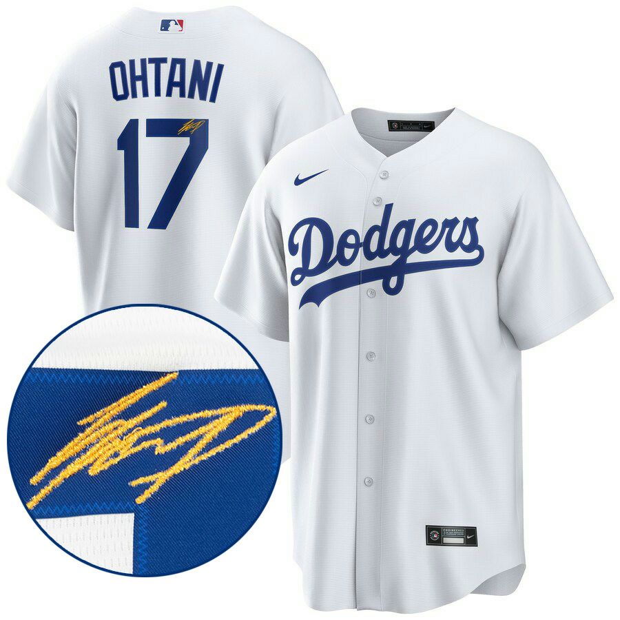 MLB 大谷翔平 ドジャース ユニフォーム サイン刺繍 シルバー レプリカ