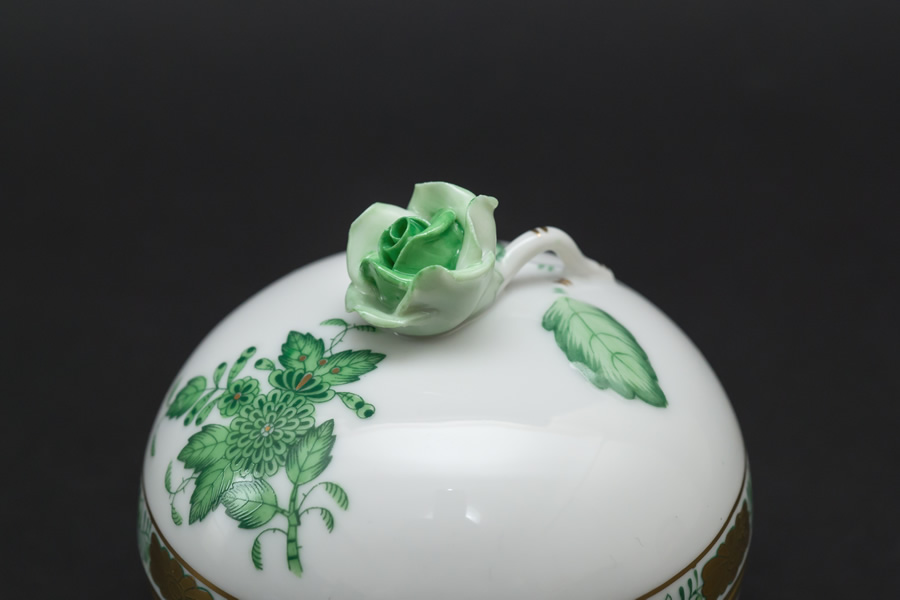 ヘレンド アポニー・グリーン マルボンボン（小物入れ） ローズを