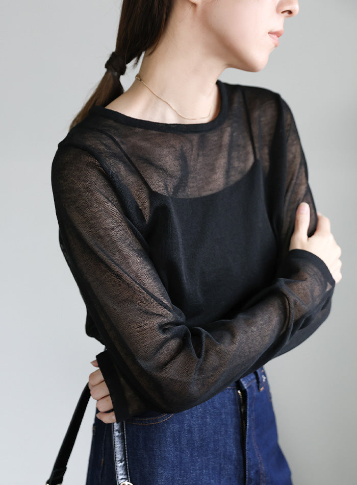 サイズ展開あり】クルーネックシアーニットプルオーバー – SELECT MOCA