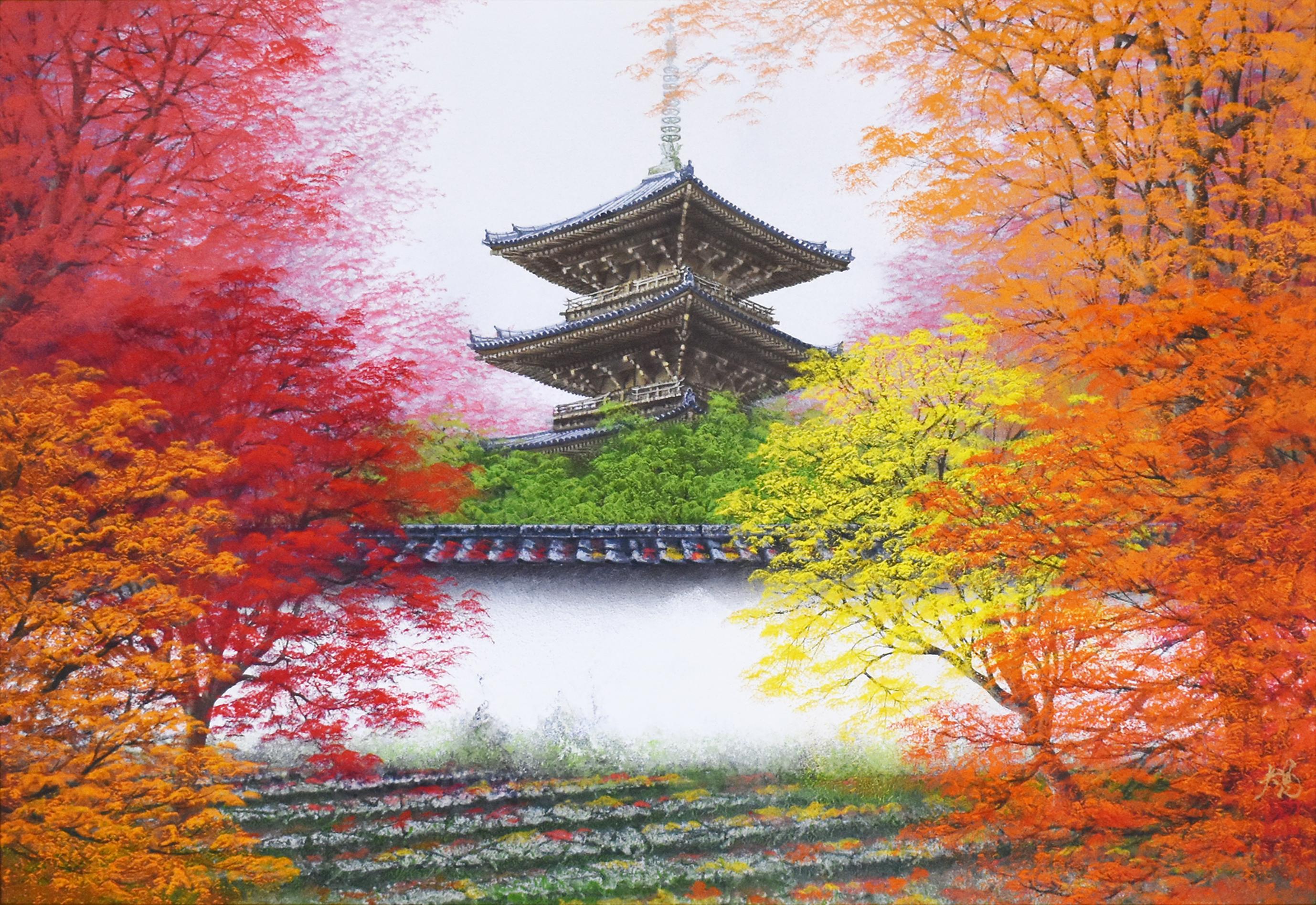 日本画20P 「古塔秋彩」 | ｜正光画廊