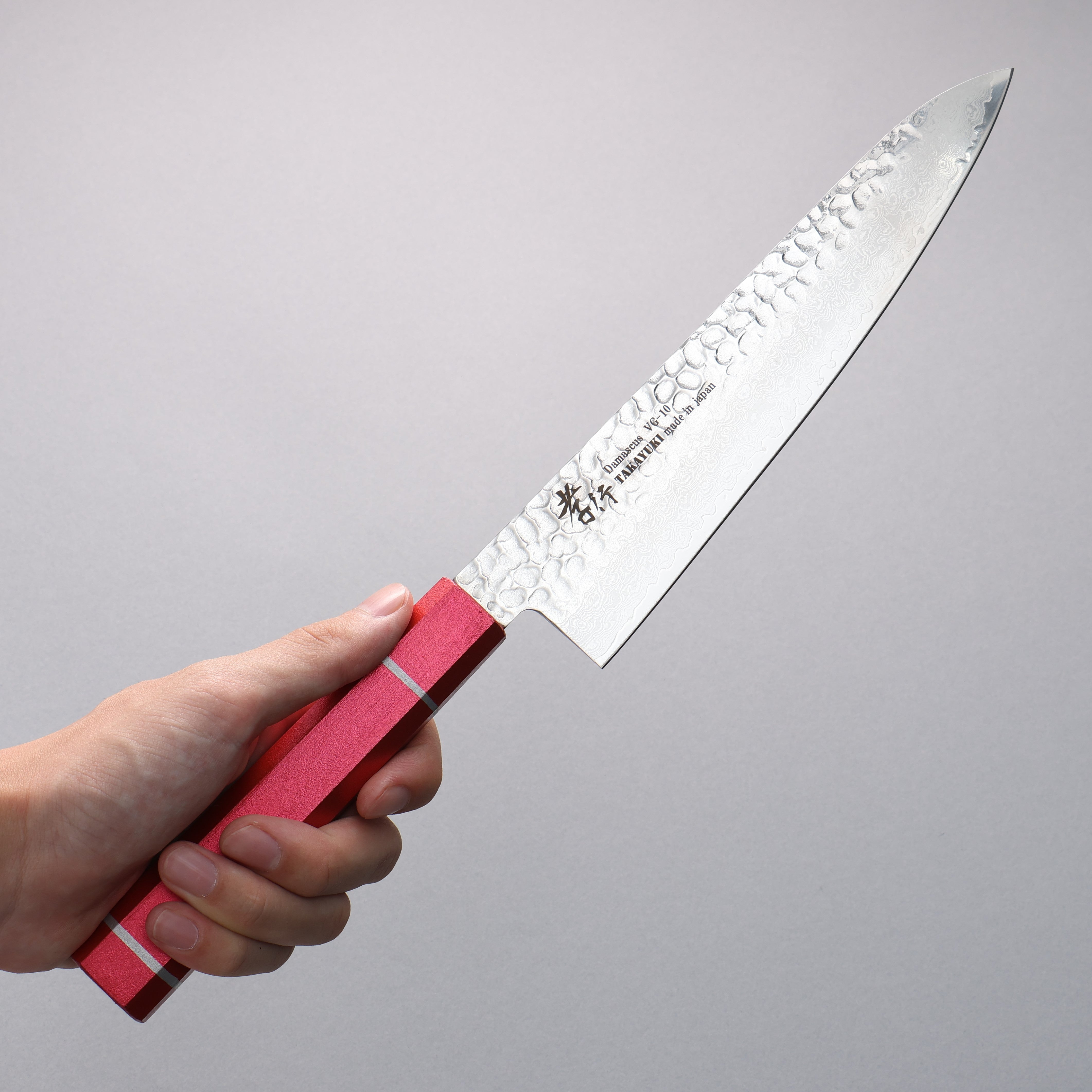 堺 孝行 V金10号 33層ダマスカス 牛刀包丁 210mm 樫の木漆塗り(皇赤)柄
