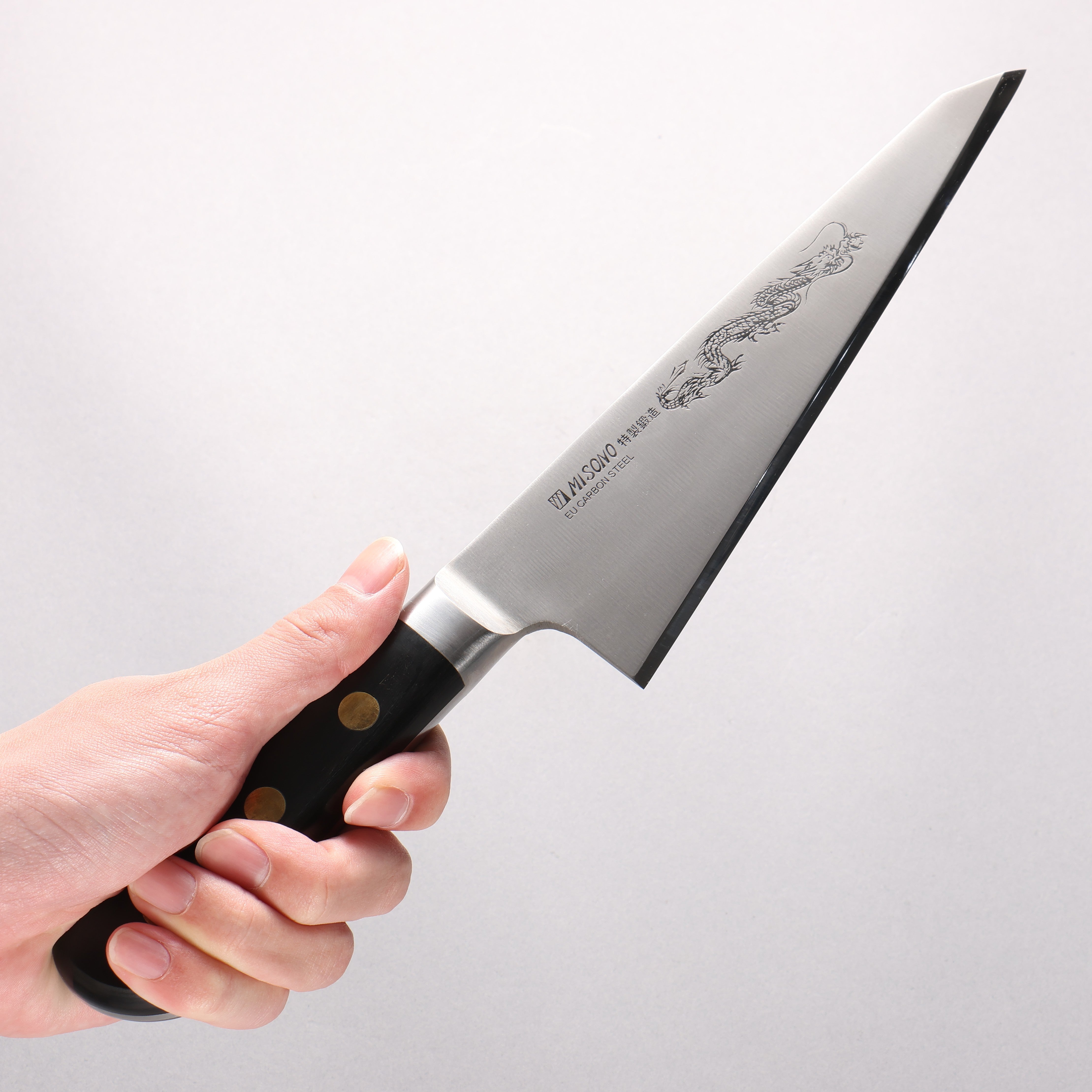 ミソノ スウェーデン鋼 龍の彫刻入り ガラスキ包丁 185mm – 清助刃物 Japan