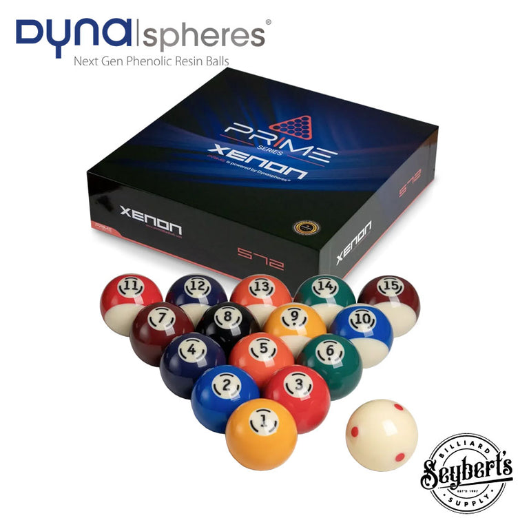 Dynaspheres Prime Xenon 572 Pool Ball Set - Seybert's Billiards Supply